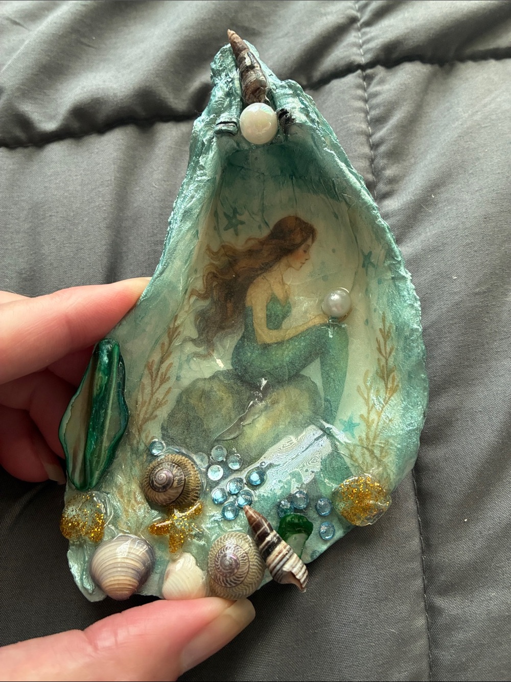 Mixed Media Mermaid Oyster Art